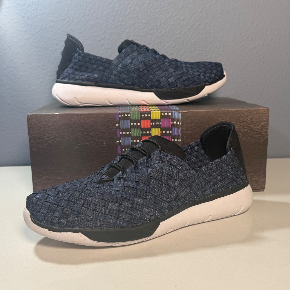 Bernie Mev Fleet Victor Women 40 Jeans Blue Woven Elastic Sneakers